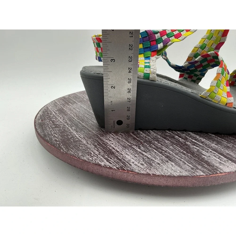 Steven‎ by Steve Madden Sandals Womens 9.5 Bingoo Rainbow Woven Wedge Platform